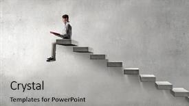  Presentation with history book - Colorful PPT layouts enhanced with career history - young man in casual sitting backdrop and a light gray colored foreground