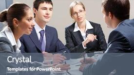  Presentation with team - Presentation theme consisting of career interview - portrait of business team interviewing background and a gray colored foreground