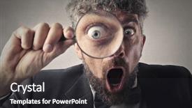  Presentation with detective - Presentation featuring career investigation - surprised detective using a magnifier background and a dark gray colored foreground