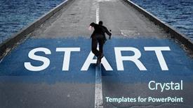  Presentation with highway road sign - Slide set with leadership highway sign - start message on road background and a  colored foreground