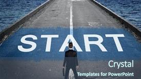  Presentation with business road map - PPT theme featuring leadership highway sign - start message on road background and a  colored foreground