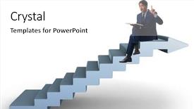 Presentation with businessman climbing the career ladder - Amazing slide deck having career ladder concept reading book backdrop and a white colored foreground