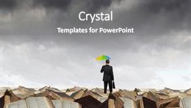  Presentation with businessman climbing the career ladder - Audience pleasing slide deck consisting of career ladder made of books backdrop and a gray colored foreground