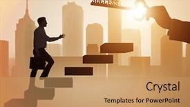  Presentation with career - Beautiful PPT layouts featuring businessman climbing the career ladder of success backdrop and a coral colored foreground