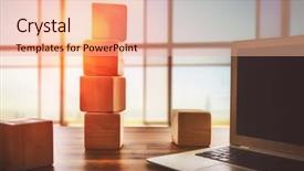  Presentation with wooden christian cross religious concept - Presentation theme featuring career opportunities - concept of planning in business background and a coral colored foreground