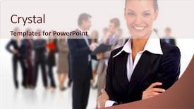  Presentation with female leader - Colorful presentation design enhanced with career opportunities - female business leader standing backdrop and a lemonade colored foreground