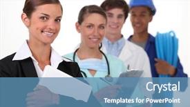  Presentation with secretary - Cool new presentation theme with career opportunities - secretary a nurse a doctor backdrop and a teal colored foreground