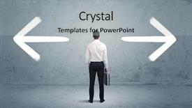  Presentation with direction - Cool new PPT theme with career options - businessman in doubt having backdrop and a light gray colored foreground