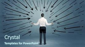  Presentation with decision making - Colorful slide deck enhanced with career options - confused businessman under pressur backdrop and a ocean colored foreground