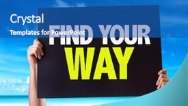  Presentation with find - PPT theme having volunteer poster - find your way card background and a  colored foreground