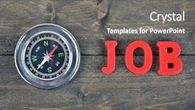  Presentation with job - PPT theme having career orientation - job word on wooden table background and a gray colored foreground