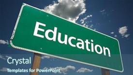  Presentation with clouds - Audience pleasing PPT theme consisting of career path career path - education road sign with dramatic backdrop and a ocean colored foreground