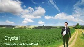  Presentation with young man holdng laptop on lap money - Colorful PPT theme enhanced with career path career path - young businessman with laptop backdrop and a tawny brown colored foreground