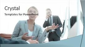  Presentation with professional consultant - PPT layouts with career plans - female consultant communicating background and a white colored foreground