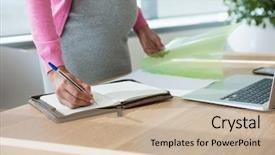  Presentation with pregnant addiction - Colorful theme enhanced with career planning expectations - mid section of pregnant businesswoman backdrop and a  colored foreground