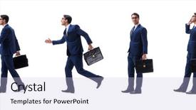  Presentation with career portfolio - Beautiful presentation theme featuring career portfolio - businessman walking standing side view backdrop and a light blue colored foreground