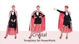  Presentation with royal poinciana - Amazing PPT theme having career portfolio - businesswoman in royal suit isolated backdrop and a coral colored foreground