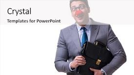  Presentation with career portfolio - Cool new presentation theme with career portfolio - funny clown with briefcase backdrop and a white colored foreground