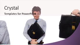  Presentation with career portfolio - Presentation design with career portfolio - young employee with briefcase isolated background and a  colored foreground