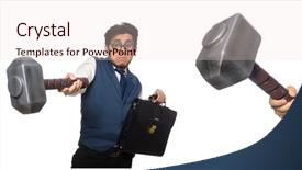  Presentation with young man holdng laptop on lap money - Amazing PPT layouts having career portfolio - young man holding hammer isolated backdrop and a lemonade colored foreground