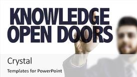  Presentation with knowledge - PPT theme with career powerpoints - business man pointing the text background and a white colored foreground