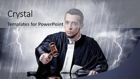  Presentation with stormy oean - Slide set with career powerpoints - young handsome judge with stormy background and a  colored foreground