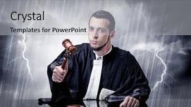  Presentation with judge - Slides featuring career powerpoints - young handsome judge with stormy background and a  colored foreground