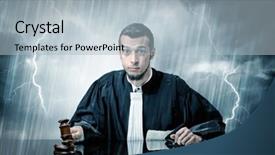  Presentation with stormy oean - Cool new PPT theme with career powerpoints - young handsome judge with stormy backdrop and a  colored foreground