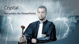  Presentation with judge - Colorful slides enhanced with career powerpoints - young handsome judge with stormy backdrop and a  colored foreground