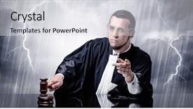  Presentation with judge - PPT layouts featuring career powerpoints - young handsome judge with stormy background and a  colored foreground