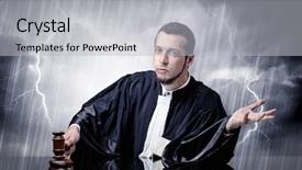  Presentation with stormy oean - Slides consisting of career powerpoints - young handsome judge with stormy background and a light gray colored foreground