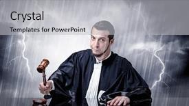  Presentation with judge - Colorful PPT layouts enhanced with career powerpoints - young handsome judge with stormy backdrop and a  colored foreground