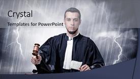  Presentation with stormy oean - Beautiful presentation theme featuring career powerpoints - young handsome judge with stormy backdrop and a  colored foreground