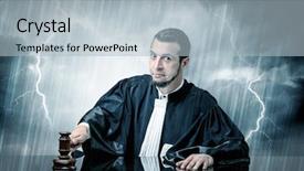  Presentation with judge - PPT theme consisting of career powerpoints - young handsome judge with stormy background and a light blue colored foreground