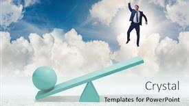  Presentation with seesaw - Audience pleasing PPT theme consisting of career-progression-concept-with-businessman backdrop and a sky blue colored foreground