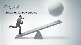  Presentation with seesaw - Audience pleasing presentation theme consisting of career-progression-concept-with-businessman backdrop and a light gray colored foreground