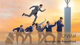  Presentation with climbing stairs - Cool new theme with career-progression-concept-with-businessman backdrop and a coral colored foreground