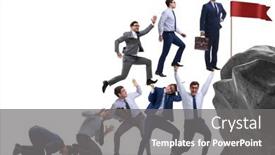  Presentation with climbing stairs - Presentation design enhanced with career-progression-concept-with-businessman background and a gray colored foreground