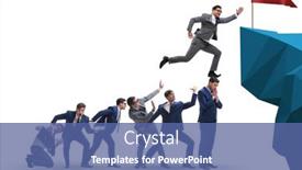  Presentation with climbing stairs - PPT theme having career-progression-concept-with-businessman background and a ocean colored foreground