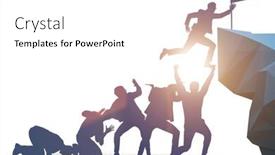  Presentation with climbing stairs - Amazing PPT theme having career-progression-concept-with-businessman backdrop and a white colored foreground