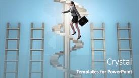  Presentation with career career progression and promotion - PPT theme enhanced with career-progression-concept-with-ladders background and a light blue colored foreground