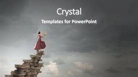  Presentation with book - Presentation theme with career progressive - woman in long dress background and a dark gray colored foreground