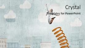  Presentation with career - Colorful PPT theme enhanced with career promotion - businesswoman jumping on springboard backdrop and a light gray colored foreground