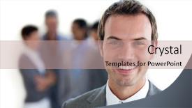  Presentation with promotion - Audience pleasing slides consisting of career promotion - focus on a young manager backdrop and a coral colored foreground