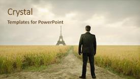  Presentation with career path - PPT theme consisting of career road path - businessman in a wheat field background and a soft green colored foreground