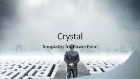  Presentation with career path - Audience pleasing presentation theme consisting of career road path - businessman standing on white labyrinth backdrop and a sky blue colored foreground