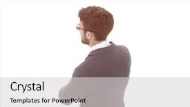  Presentation with reflection looking back to go forward - Amazing PPT layouts having career satisfaction - business man looking forward back backdrop and a  colored foreground