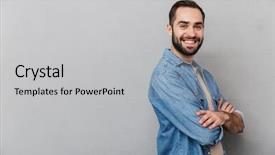  Presentation with cheerful - Slide deck enhanced with career satisfaction - excited cheerful man wearing shirt background and a light gray colored foreground