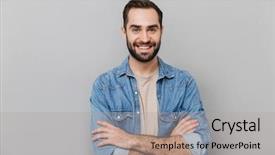  Presentation with cheerful - PPT theme consisting of career satisfaction - excited cheerful man wearing shirt background and a light gray colored foreground