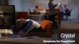  Presentation with tired - Slides having career satisfaction - time for relax young tired background and a wine colored foreground